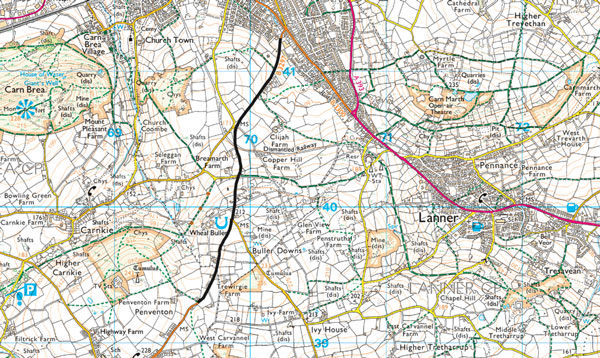 Redruth to Fourlanes Road Redressing Map